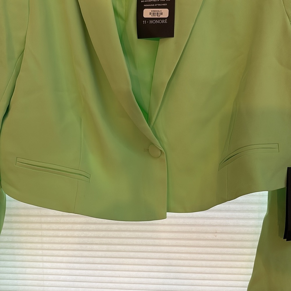 11 Honore NWT Size 14 Ariel Cropped Blazer in Paradise Green - Picture 6 of 13